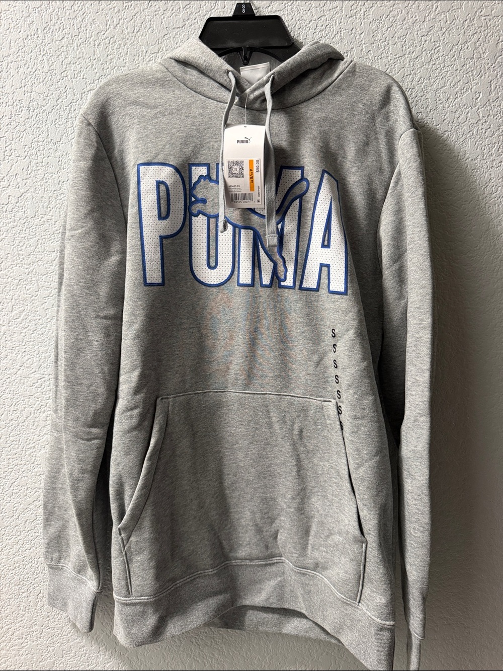 Puma Gray Hoodie with Blue-Outlined Logo